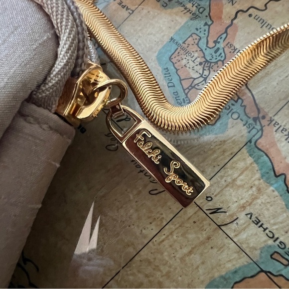 Carlo FALCHI SPORT Gold Herringbone Chain Handle Handbag Wristlet Minibag - Picture 7 of 11